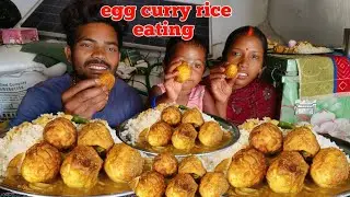 Today's eating egg curry with rice eating | village style | jh eating show