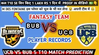 BUB vs UCB 5 T10 Match || United Csalad vs Budapest Blinder || Ecs T10 Hungary 2022 Match Prediction