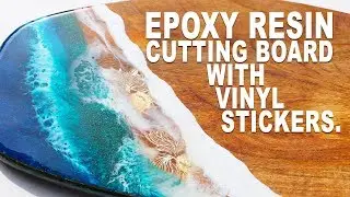 Epoxy Resin cutting board with vinyl Gold fish :)
