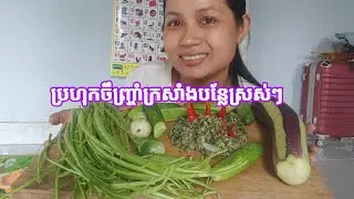 ប្រហុកចិញ្ចាំក្រសាំងបន្លែស្រស់ធម្មជាតិ~ Prahok with fresh vegetables# Seymacooking