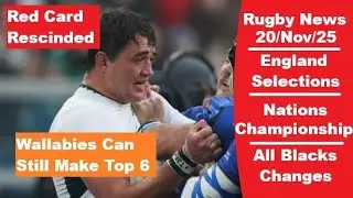 Rugby News: 20/Nov Mostert Red Card Rescind. Nations Championship 2026 Details. Rugby World Rankings