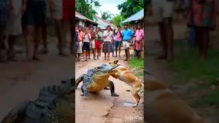 🐕Dog vs🐊 crocodile 👊fight# #wildlifeentertainment#animals# #nature #shortvideo #