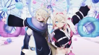【MMD/ホロライブ/4K】FUWAMOCO(フワワ＆モココ)『ポジティブ☆ダンスタイム』