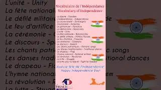 Vocabulary of Independence in French. #tef #tefcanada #canadapr #delf #frenchstudy #independence