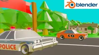 Car Chase Animation | Low Poly | Blender
