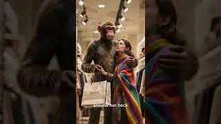 Monkey Couple Shopping for Clothes | Funny AI Art #monkey #animals #history #cute #funny #cutebaby