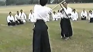 1989 UKA Summer School - T.K. Chiba Sensei Jyo Basics from Kesa - Kaiten Uchiotoshi