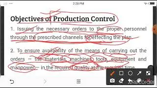 Production Control : Objectives and Functions