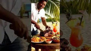 🌴 Карибский большой верблюд в жареном виде 🍖🔥 | Соус Джерк, рис и плантаны | Островной ASMR-пир