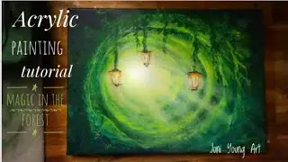 Acrylic painting tutorial/ How To Paint Lanterns In The Forest”