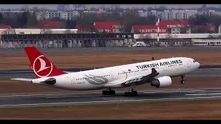 Turkish Airlines TK1726 Airbus A330-223 TC-JIP taxiing to runway and takeoff - Berlin Tegel 13.3.15