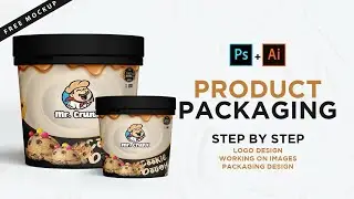 Ice Cream Bucket Product Packaging Design in Illustrator/Photoshop 3d Bucket Mockup