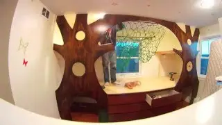 DIY Kid's Indoor Treehouse Bedroom Makeover Time Lapse on a budget w/ a hammock