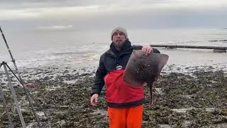On a mission wet one at that !! fishing on the Bristol Channel 