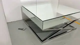 Mirrored Coffee Table with X-Frame Base | Modern Luxury Living Room Furniture