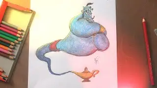 Genie drawing with color pencil || Easy tutorial for kids 2019