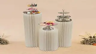 3Pcs Foldable Cardboard Centerpiece Display, Cylinder Flowers Stand, Columns Display for Weddin
