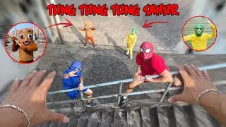 Chimpanzini Bananini & Tung Tung Tung Sahur Vs 4 Pro Spider Man|The Breathtaking Chase(Scary POV)#2