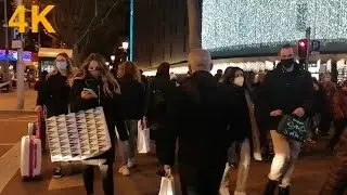 4K Walking Tour - Barcelona Portal de l'Angel to Passeig de Gracia December 2020