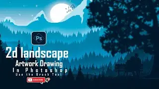 How to Drawing 2d landscape artwork in Photoshop | #photoshop | #2d | @artworkworld7005