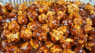 ALBÓNDIGAS DE POLLO EN SALSA BBQ RECETA ECONÓMICA MUY SABROSA Y FÁCIL