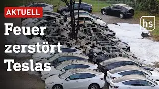 500.000 Euro Schaden: E-Autos bei Autohändler in Frankfurt-Fechenheim ausgebrannt  | hessenschau