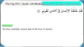 ‫95‬ The Fig التين Ghamdi with English Complete Quran Code#QE1GH