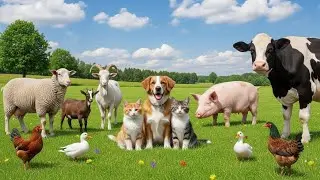 Cute Farm Animal Food Video Kitten, Monkey, Elephant, Duckling, Pig, Bee, Goat   Animal Sounds