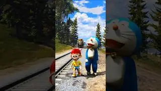 Nobita Blast Train To Save Doraemon Father 🥺💖 #shorts #gta #gta5 #trending
