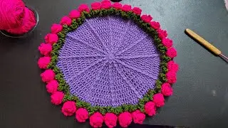Crochet roses coaster / croset roses flower bouquet tutorial #crochet #crochetcoaster