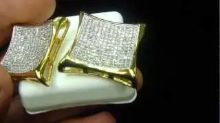 Custom Iced Out Micro Pave 20mm Kite Block Earrings with Screw Back $ 99.99 (VNO:CE4835)