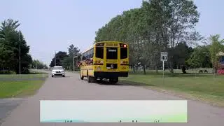 When you see a school bus with flashing lights, STOP!