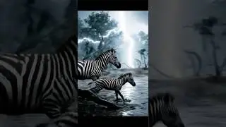 Zebras battling heavy rainfall #ukshorts #3danimation #ai #trendinguk #ukcreators #zebra