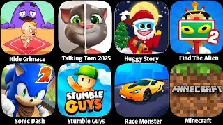 Grimace Monster, Talking Tom 2025, Minecraft,Freaky Stan, Stumble Guys, Scary Teacher 3D,Tom Friends