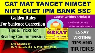 SENTENCE CORRECTION | RULES | COMPREHENSION | TIPS | LETTER | ESSAY WRITING | TRICKS | ENGLISH