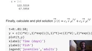 Using eig in Matlab to solve ODEs
