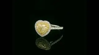 18k White Gold Heart-Shaped Fancy Yellow Diamond 1.04ct Engagement Ring | IGI Certified
