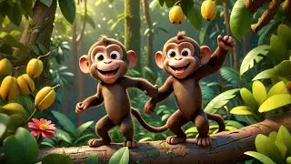 Five Jumping Monkeys Love Bananas | Monkey Song Kids | Fun Counting Nursery Rhyme & Learning Video