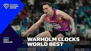 Karsten Warholm runs WORLD BEST in Xiamen 300m hurdles - Wanda Diamond League 2025