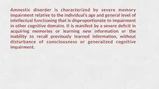 Amnestic disorder ICD11