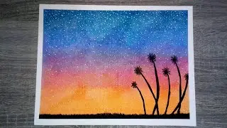 ✨Como dibujar un cielo estrellado con colores (GISES PASTEL)✨