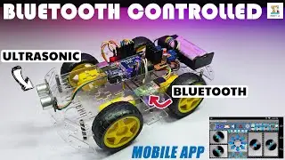 Arduino Bluetooth Controlled Car with Obstacle Detection and Buzzer | Safety Feature | Mobile APP
