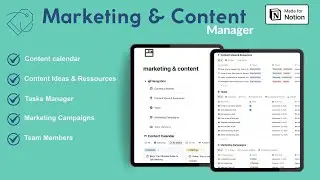 Notion Marketing Template 2025 | Content Calendar, Campaigns & Task Management System