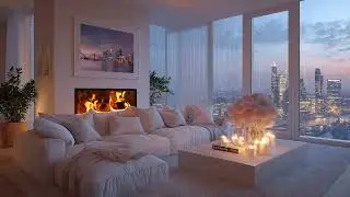 🌧️ Rainy Piano Lounge | Fireplace Warmth & Soft Candles 3 Hours | Sleep Relax Meditation Study Work