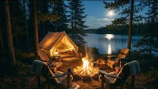 Evening Lakeside Campfire | Calm Water, Fire Crackle & Deep Relaxation