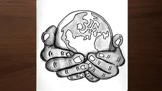 Earth in Human Hands Drawing | Meaningful Environmental Art