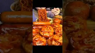2x speed spicy noodles, dumplings & sausages eating asmr😮🔥 #asmreating #mukbang #spicy