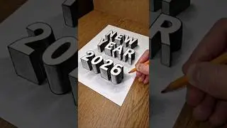 Welcome 2026 😀 3D Trick Art on Paper #art #3ddrawing #3dart #drawing #drawingtutorial #short
