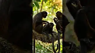 Monkey Family Grooming in Jungle 🌿 | Natural Wildlife Life #monkey #wildsoul8k #wildlife