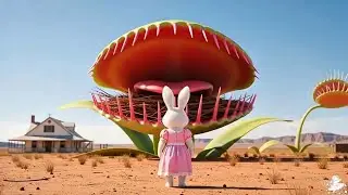 A rabbit's plant pot attacks her.